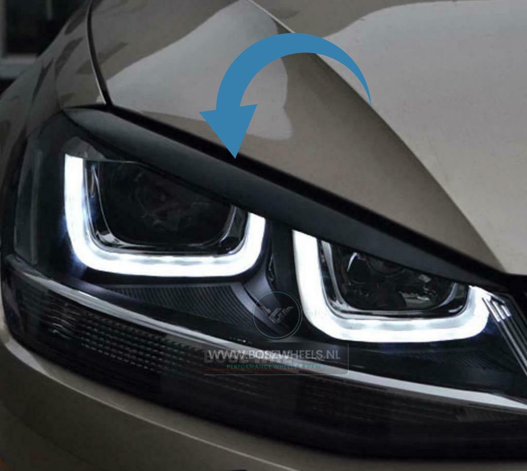 Volkswagen Golf 7 / 7.5 2013-2020 booskijkers wenkbrauw koplampen zwart glans